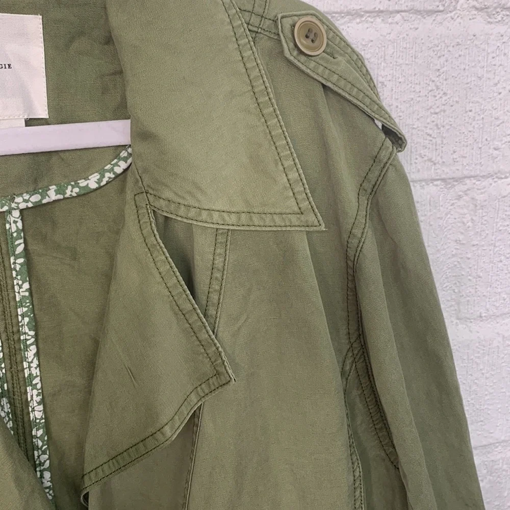 Anthropologie Linen Aviator Tencel Lyocell Green Jacket size Medium